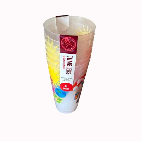 Summer Vibe Plastic Tumblers Set of 6 Life Is Good Drinkware Beach Colorful Cups - Picture 4 of 13
